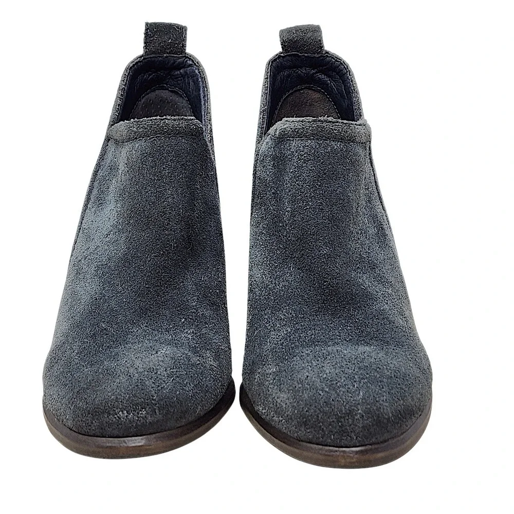 Vince Camuto Ankle Bootie 6.5 M Women Kirsten Gray Suede Block Heel Cutout 3